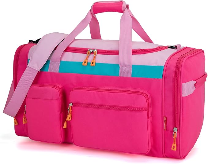 Large Kids Duffle Bag for Travel, Overnight or Weekend,Pink Rose | Roomy Size: 22.0"L x 12.0" H x 12.0"W, Made of Thick Polyester Fabric - Image 2