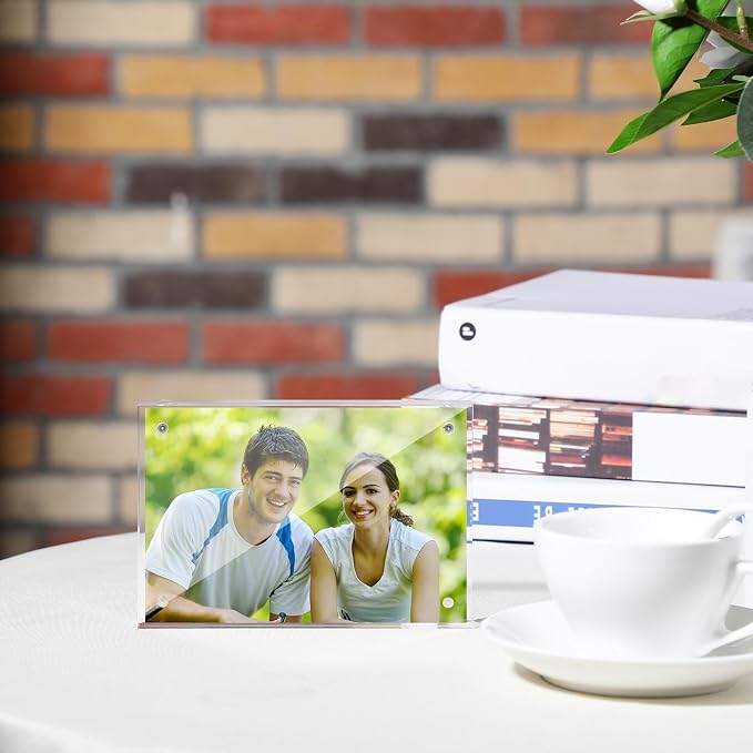 Yalikop 8 Pcs 4 x 6 Inch Thick Clear Acrylic Magnetic Photo Frames, 20mm Thickness Double-sided Transparent Visible Picture Frame Desktop Display for Home Office School Store Supplies - Image 4