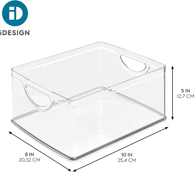 iDesign Plastic Stackable Kitchen Cabinet Storage Bin, Clear | With Handles, Pantry Organizer - Image 4