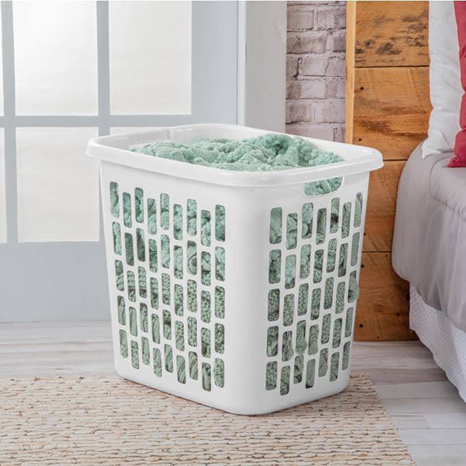 Sterilite Ultra Easy Carry Plastic Dirty Clothes Laundry Basket Hamper with Integrated Handles and Ventilation Holes, White (8 Pack) - Image 4