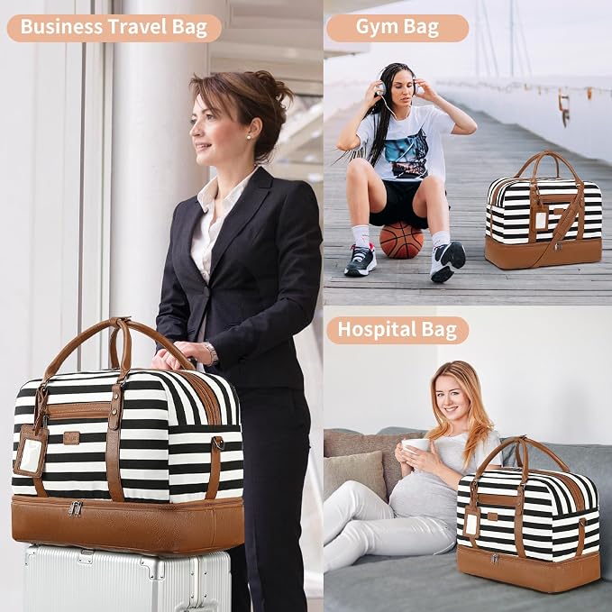 4PCS Weekender Bags for Women Large Overnight Weekend Travel Duffel Bags | Travel Bag Carry-on Tote Hospital Bag with Shoe Compartment Crossbody Toiletry Bag for Travel Business Gym Water Resistant - Image 7