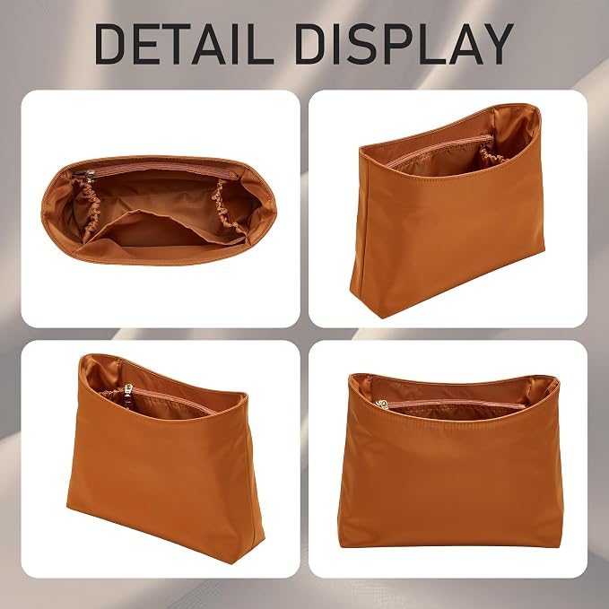 Brooklyn 28 Bag Insert, Purse Organizer Insert for Coach, Nylon Honey | Waterproof Nylon For Coach Brooklyn Shoulder Bag 28, Lightweight, 5 Compartments Zipper Pocket, Elastic Holders - Image 8