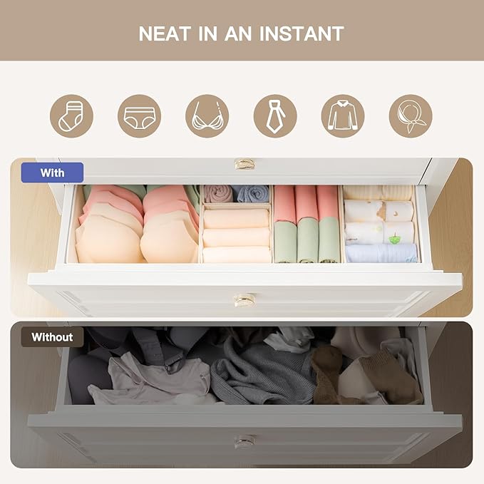 Drawer Organizer Clothes, 21 Pack Dresser Organizer for Baby Clothes, Underwear, Sock - Foldable Closet Organization and Storage Dividers Bins for Nursery, Bedroom (Beige) - Image 3
