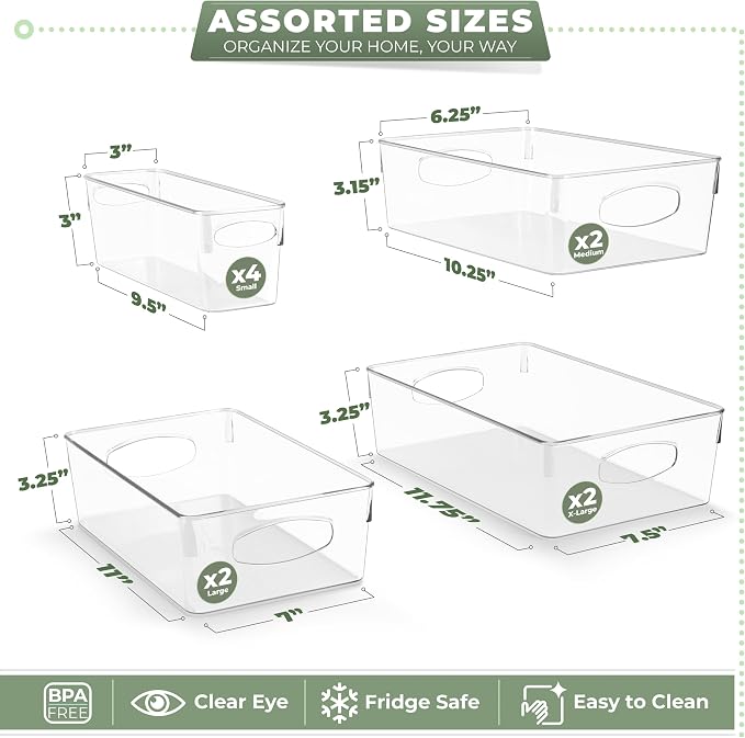 Sorbus Fridge Organizers and Storage, Clear Bins (10 Pack) | Plastic bin with easy access for cabinets, packaged food, produce and household supplies; contents stay visible for sorting - Image 3