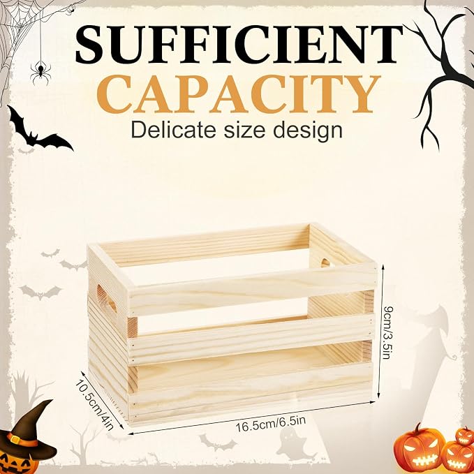 Yiyiring 12 Pcs Small Wooden Crates with Handles Bulk 6.5'' Mini Wood Crates for Crafts Rustic DIY Unfinished Wood Storage Boxes Decorative Farmhouse Basket Display Home Kitchen Milk Wine Toys Decor - Image 2