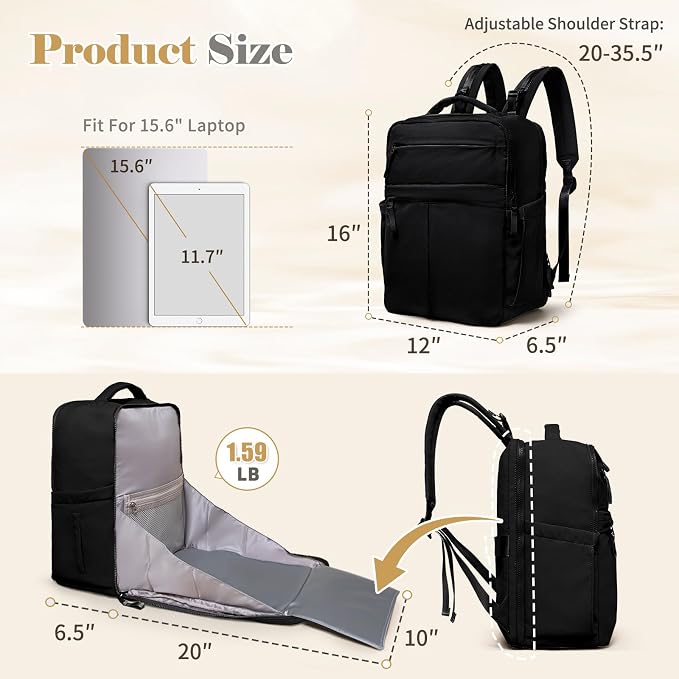 Diaper Bag with Changing Station Large Diaper Backpack Baby Bag | 15 Pocket,Changing Pad,2 Insulated Pockets,Stroller Straps,Lightweight Waterproof Laptop Yoga Backpack,Black - Image 3
