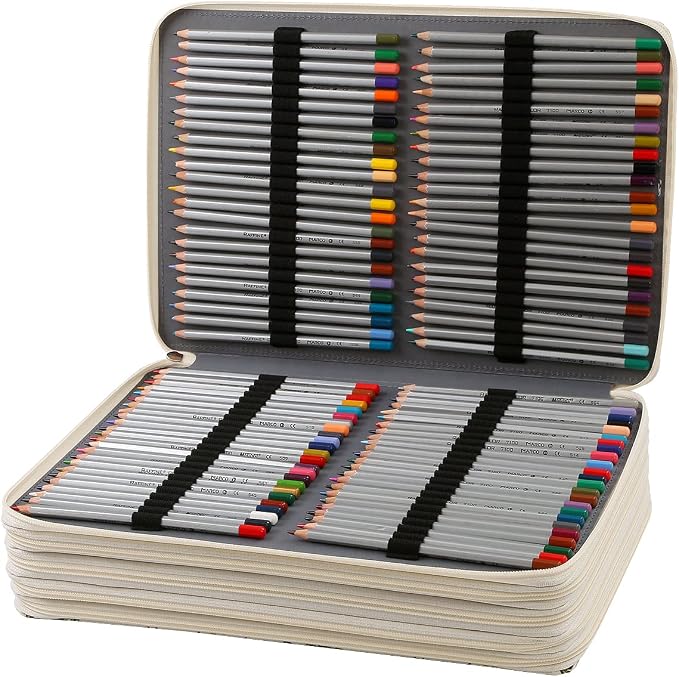 480 Slots Pencil Case, 5-Layer Organizer with Shoulder Strap | 5-layer twill oxford case with 480 elastic slots, carry handle, removable strap, and outer pocket for phone or keys. - Image 3