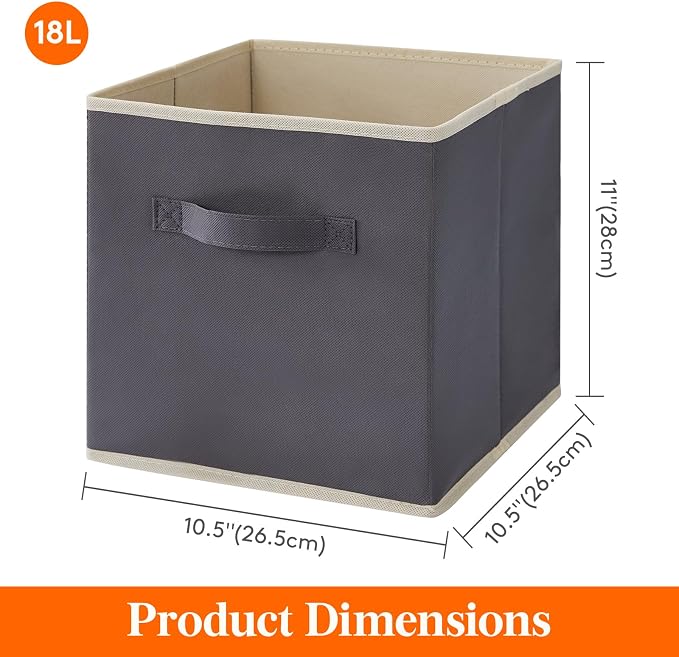 Lifewit Storage Cubes, 11 Inch Organizer Bins, 18L Gray, 12 Packs | Foldable Decorative Fabric Storage Baskets for Organizing Home Organizers with Handles for Shelves, Closet - Image 5