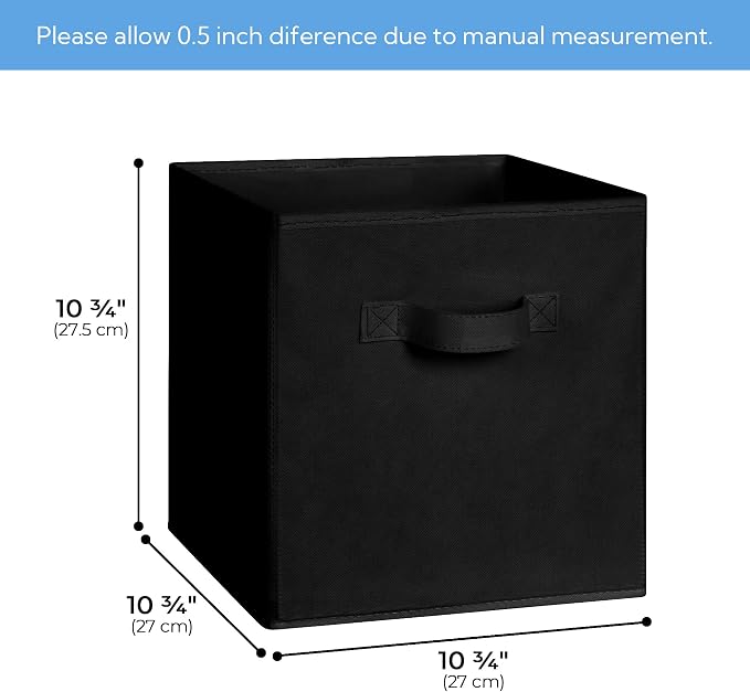 Cupic Cupid 6-Pack 11x11 Cube Storage Organizer, Collapsible Bins, Black | Foldable, Reinforced Front Handle, Holds Clothes, Towels, Daily Essentials, Fits Cube Shelves, Closet, Office, Bedroom - Image 3