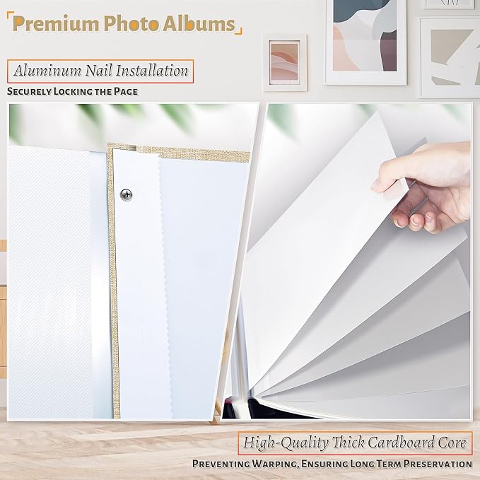 Artfeel Photo Album Self Adhesive Scrapbook,60 Pages Large Photo Book for 4x6,5x7,8x10 Pictures,DIY Album for Baby Wedding Family Travel Birthday,with Metallic Pen and Scraper - Image 4