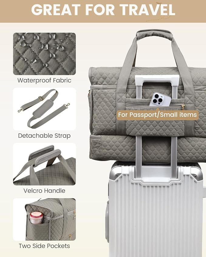 LOVEVOOK Large Travel Duffle Bag, Weekender Bags for Women With Shoe Compartment, Overnight Hospital Bag For Women Labor Delivery, Carry on Bag Personal Item Travel Bag, Yoga Gym Duffel Bag - Image 5
