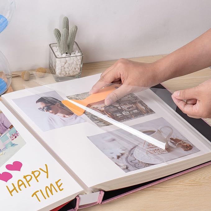 Super Large Photo Album Self Adhesive Scrapbook Album for 4×6 5×7 8×10 10×12 or Bigger Pictures DIY Magnetic Linen Cover Album 80Sheets/160Pages DIY Photo Album(Pink) - Image 3