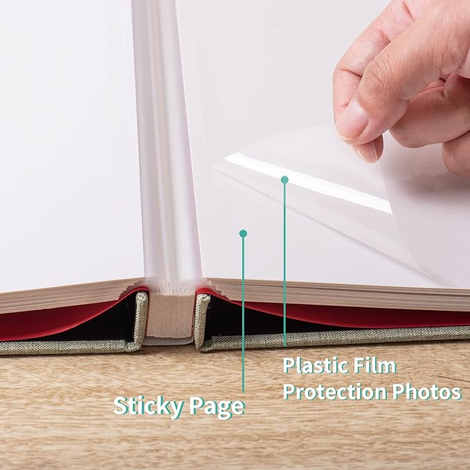 Large Photo Album Self Adhesive 4x6 5x7 6x8 8x10 Pictures Scrapbook Magnetic Album DIY Scrap Book 60 Sticky Pages Linen Cover DIY Photo Album with A Metallic Pen and DIY Accessories(Grass Green) - Image 4
