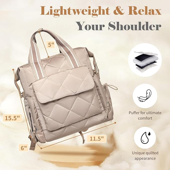 Omanmoli Diaper Bag Backpack Quilted Baby Bag Travel Breast Pump Backpack | 11 Organizing Pouches,Large Insulated Cooler Compartment,Wipe Pocket,Insulated Pocket,Stroller Straps,Changing Pad - Image 3