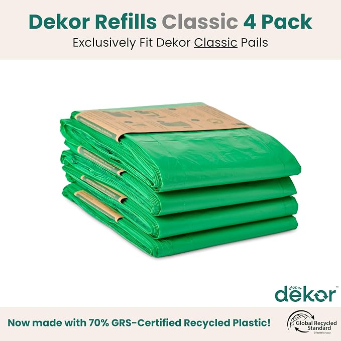 Diaper Dekor CLASSIC Diaper Pail Refills, Unscented, Exclusive End-of-Liner Marking, Thick Quick & Easy to Replace, Most Economical Refill System for Original and Eko Style Pails,(Pack of 24) - Image 3
