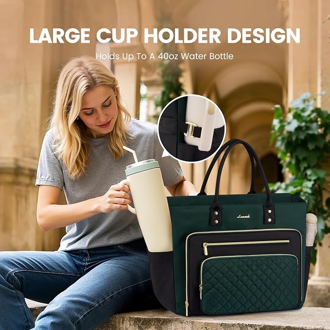 LOVEVOOK Laptop Tote Bag for Women With Large Cup Holder, Work Bags Teacher Nurse Computer Bag, 15.6 Inch Professional Briefcase Business Travel Large Purses Handbag, Diaper Bag With Multi-Pockets - Image 6