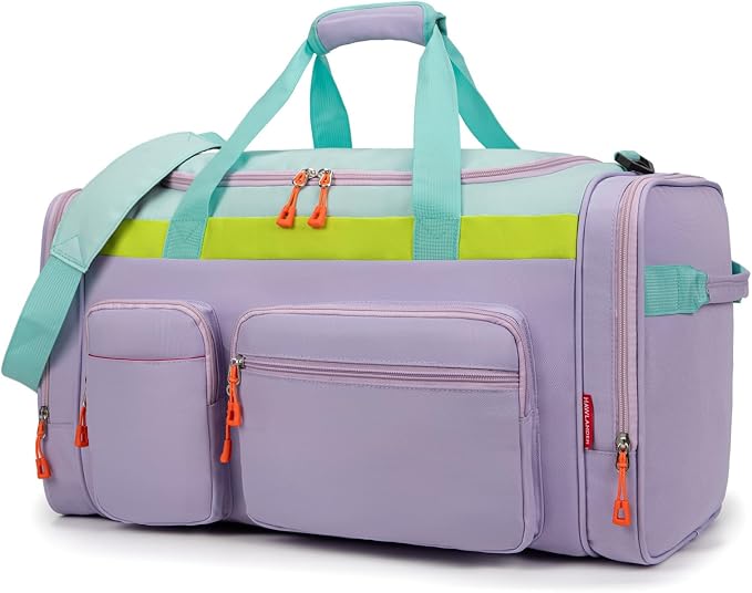 Large Kids Duffle Bag for Travel, Overnight or Weekend, L Green | Roomy Size: 22.0"L x 12.0" H x 12.0"W, Made of Thick Polyester Fabric - Image 2