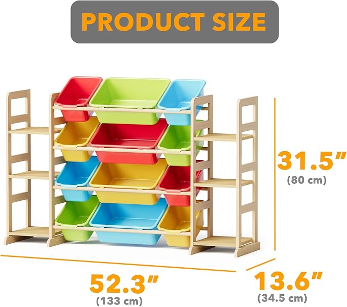 SpaceAid Toy Storage Organizer with 6 Shelves and 12 Bins, Toy Organizers Storage Bookshelf, Kids Bin Shelf Toys Box Bookcase for Bedroom Playroom Organization Room Decor, Multi-Colored - Image 2