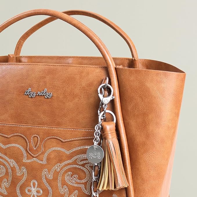 Itzy Ritzy Boss Tote Diaper Bag, Vegan Leather with Changing Pad | Includes Stroller Straps, 4 Pockets, Removable Tassel & Spacious Interior for Stylish Organization of Baby Essentials & More - Image 4