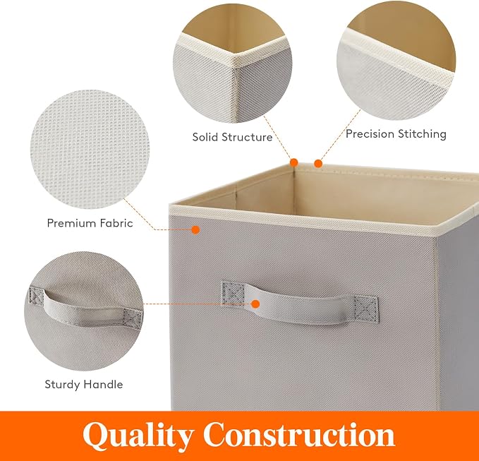 Lifewit Storage Cubes, 13 Inch Organizer Bins, 36L Light Gray, 12 Packs | Foldable Decorative Fabric Storage Baskets for Organizing Home Organizers with Handles for Shelves, Closet - Image 3
