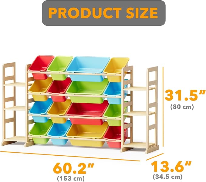 SpaceAid Toy Storage Organizer with 6 Shelves and 16 Bins, Toy Organizers Storage Bookshelf, Kids Bin Shelf Toys Box Bookcase for Bedroom Playroom Organization Room Decor, Multi-Colored - Image 2