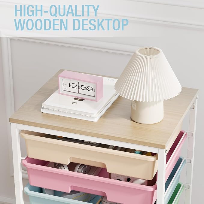 Rolling Storage Cart, Rainbow Cart with 8 Drawers and Wooden Tabletop, Teacher Organization for Classroom, Art Cart for Classroom,Office,Bedroom,Rainbow | Teacher Organization for Classroom, Art Cart for Office,Bedroom,Craft Room - Image 6
