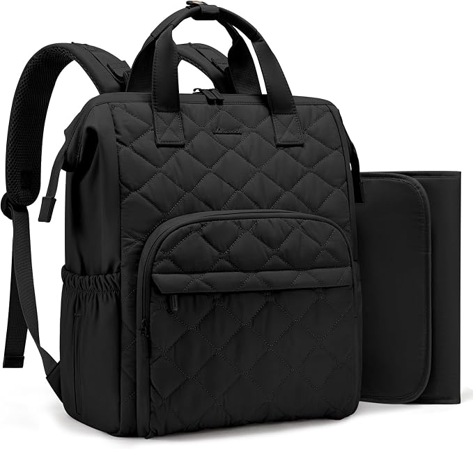 LOVEVOOK Diaper Bag Backpack, Large Baby Bag for Girl Boy with Changing Pad, Diaper Backpack for Mom Dad with Stroller Buckles, Black by LOVEVOOK
