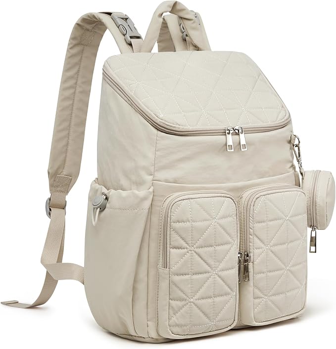 G4Free Diaper Bag Backpack for Moms Dads Travel Baby Bag with Pacifier Case & Insulated Pockets,Beige - Image 8