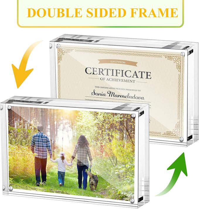 Boxalls 6x8 Inches Acrylic Picture Frames - 5 Pack, Clear Frameless 6x8 Photo Frames with Magnetic, Double Sided Transparent Desktop Frame(5 Pack) - Image 3