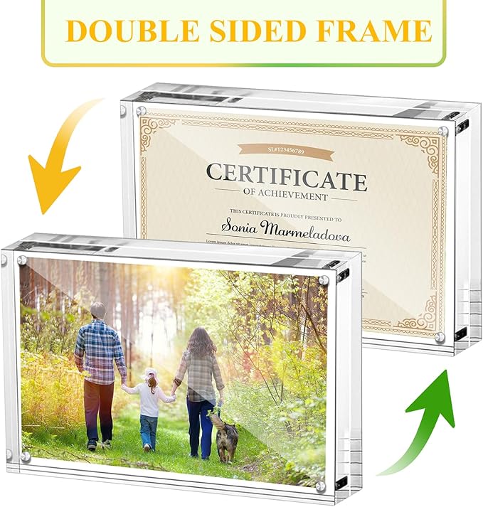 Boxalls Acrylic Photo Frame 9 x 13 cm (3.5 x 5 inch), Double Sided Picture Frame with Magnetic, Clear Frameless Desktop Photo Block - Image 3