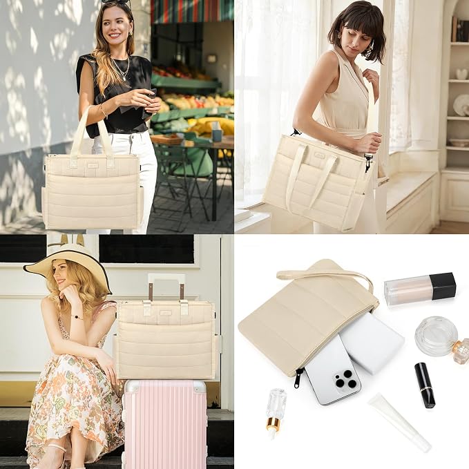 IBFUN Utility Tote Bag with 24 Pockets, Large Teacher Travel Tote for Women | Large Work Tote Bag 2pcs with Zipper for Travel Daily School Teacher Nurse, Large Lightweight Laptop Shoulder Bag Handbag - Image 2