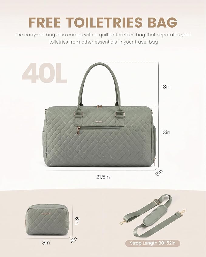 LOVEVOOK Travel Duffle Bag, Weekender Bag for Women with Toiletry Bag, Carry on Overnight Bag with Shoe Compartment, Gym Duffel Bag with Wet Pocket, Mommy Hospital Bags for Labor and Delivery - Image 6