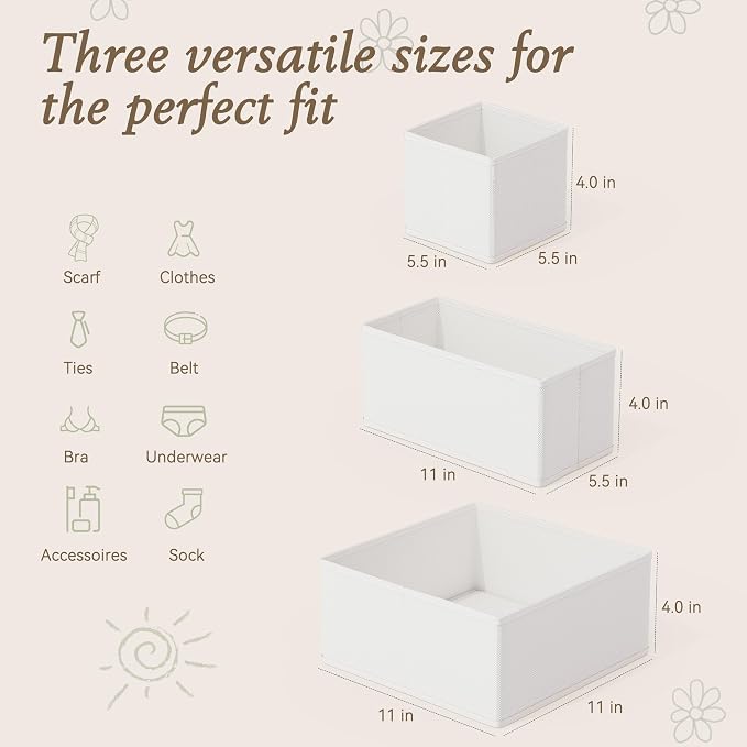 Drawer Organizers 18-Piece Set, Dresser Organizer for Baby Clothes, Foldable Closet Storage & Drawer Dividers for Underwear, Socks, Nursery (White) - Image 2