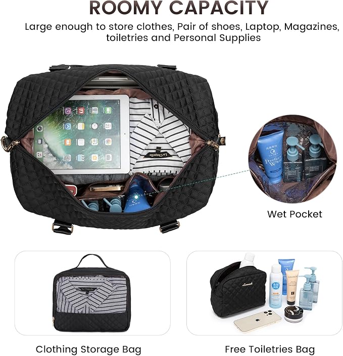 LOVEVOOK Travel Duffle Bag,Weekender Bags for Women with Shoe Compartment，Carry on Overnight Bag with Toiletry Bag,Gym Duffel Bag with Wet Pocket, Hospital Bags for Labor and Delivery - Image 3