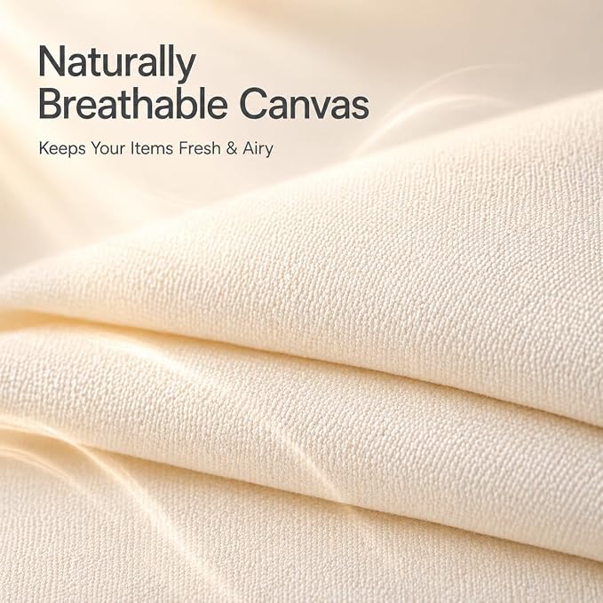4 Pack Canvas Comforter Storage Bags for Clothes & King Comforters, Natural | 70L Capacity, Dual Zippers, Three Reinforced Handles, Foldable Canvas Design for Comforters, Blankets and Seasonal Clothing - Image 5