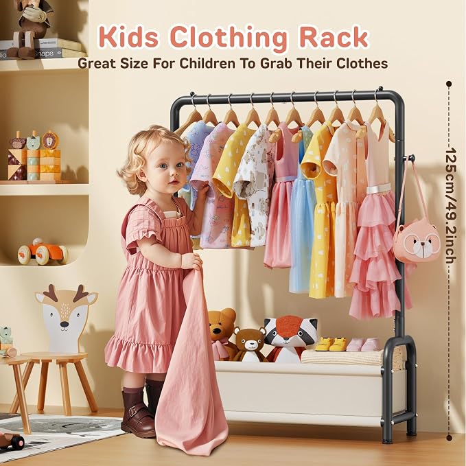 Kids Clothing Rack with Storage Shelf, Kids Dress Up Storage - Image 2