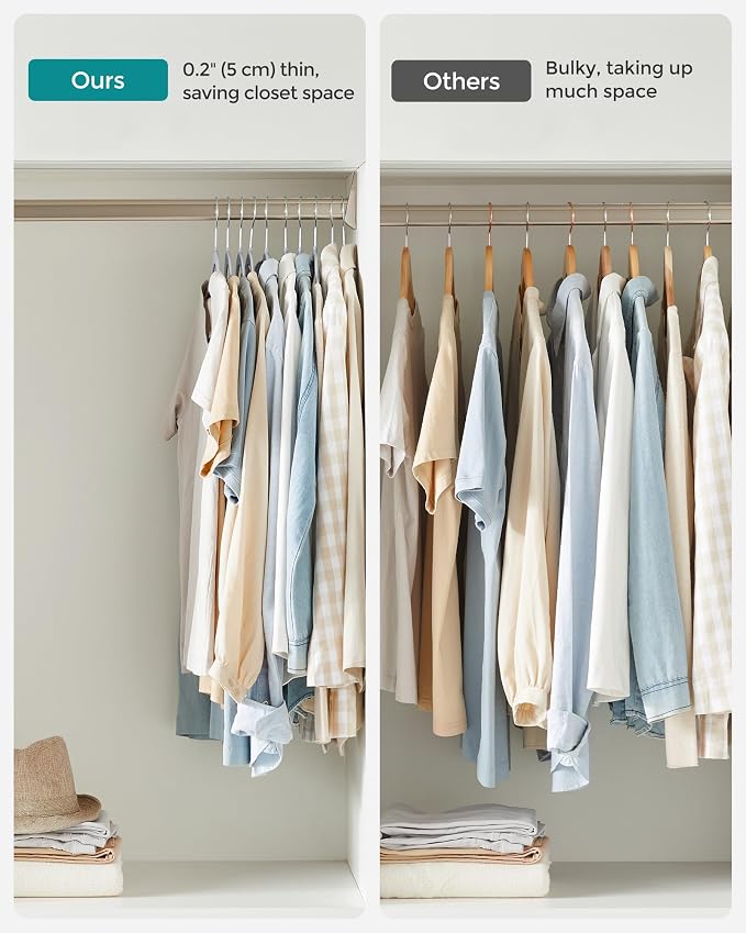 SONGMICS Plastic Clothes Hangers, Pack of 30, Non-Slip, Space-Saving | 0.2 Inches Thick, 17.7 Inches Wide, 360° Swivel Hook, Light Gray and Dark Gray, BREANNA Collection UCRP30G - Image 7