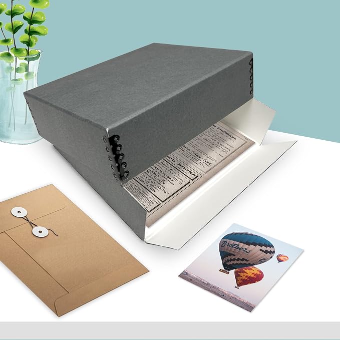 Golden State Art, Drop Front Archival Storage Box, Gray, 8.75x10.75x3 Inch | Acid-Free Museum Box with Metal Edge Corner, for Storing Artwork Photos Documents Prints Arts And Crafts - Image 9