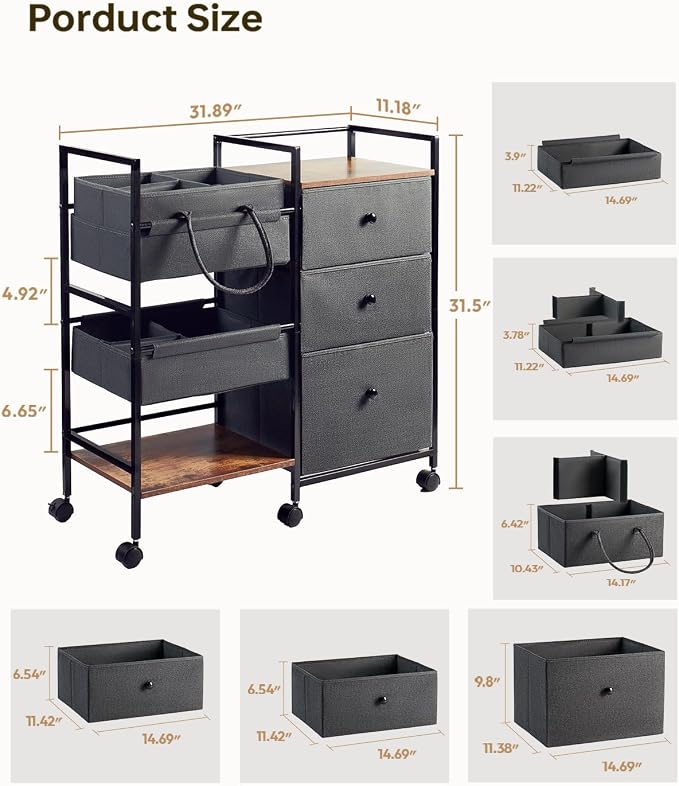 2-in-1 Baby Diaper Caddy Organizer and Storage-3 Tier Rolling Baby Cart with Dividers and Drawers, Baby Essentials for Nursery Storage, Mobile Utility Cart with Wheels Large Capacity Easy To Assemble - Image 2