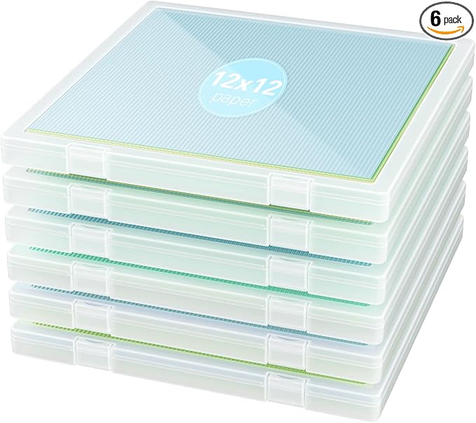 Denkee 12 x 12 Paper Storage, 6 Pack Scrapbook Paper Organizer Storage, Craft Organizers Box, Portable Storage Containers for Board Game, Craft, Art Supplies by Denkee