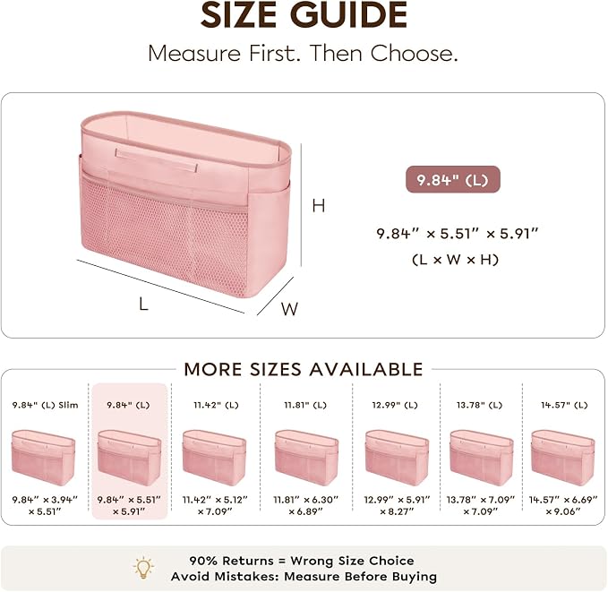 GIVLEFLY Purse Organizer Insert for Tote Bag, 9.84 Inch Satin Bag Organizer with Zipper Top, Multi Pocket Handbag Organizer - Image 4