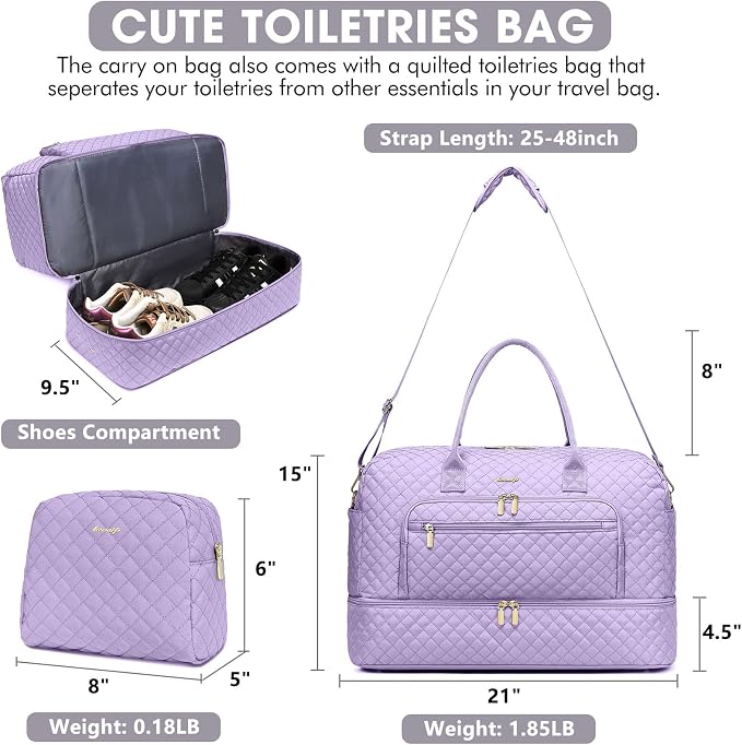 Travel Duffle Bag Weekender for Women - 38L Carry-On Overnight Bag Personal Item Bag with Shoe Compartment & Wet Pocket Weekend Tote Bags with Toiletry Bag Hospital Bags for Labor and Delivery - Image 3