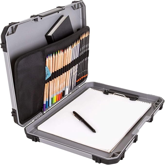 ArtBin 6838AG Sketch Board, Portable Drawing Surface with Internal Art & Craft Storage, Grey | Portable Drawing Surface with Internal Storage, Holds Art Supplies, Carry Design, Durable, Grey by ArtBin