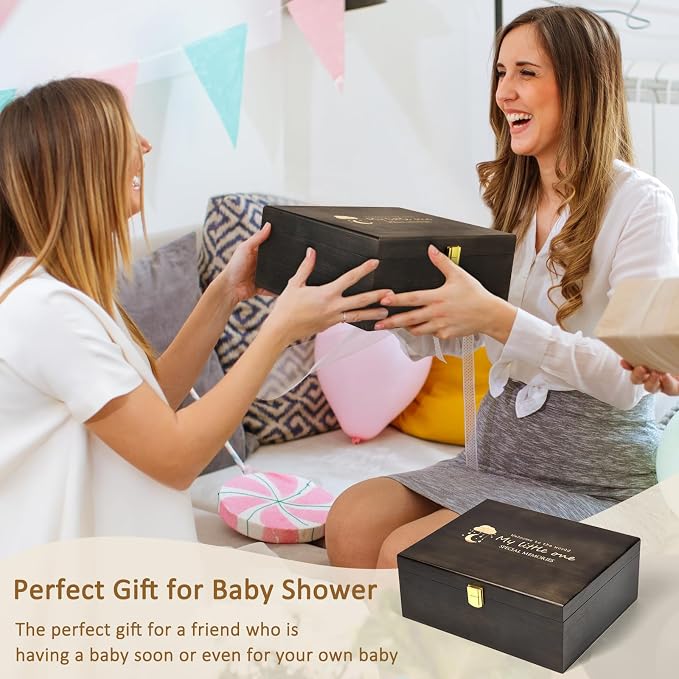 Baby Keepsake Box Wooden with 6 Additional Items | 7-in-one Baby Shower Gifts for Girls Boys New Mom, Newborn Essentials Must Haves Memory Box, Engraved with Guidelines, Large - Image 7