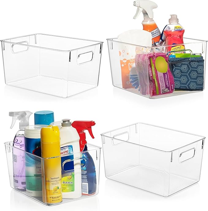 ClearSpace Clear Plastic Storage Bins – Pantry Organizers & Storage Containers, Cabinet Organizer - Home Organization Must Haves for Kitchen, Laundry Room, Office, Closet, Garage & Freezer by ClearSpace