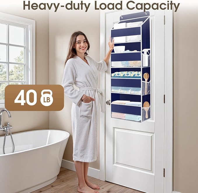 1Pack Over The Door Organizer Large Capacity Hanging Storage Room Organizer | 40 lb Capacity, Ultra-Sturdy, Foldable, Mesh Design with Clear Window, Space-Saving Organizer for Pantry, Nursery & Closet - Image 5