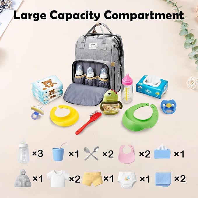 Personalized 3 in 1 Diaper Bag Backpack with Changing Station, Multifunctional Large Baby Diaper Bags for Boys & Girls Portable, Custom Lightweight Changing Bag, Newborn Baby Essential Gifts - Image 3