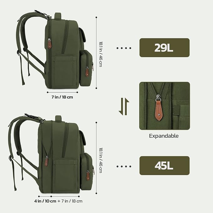 Large Diaper Bag,29L-45L Expandable Diaper Bag Backpack for 2 Kids/Twins Baby Stuff, with Removable Cross Body Bottle Bag for Mom/Dad,Stylish Baby Bag Gift for Boys/Girl-Army Green - Image 3