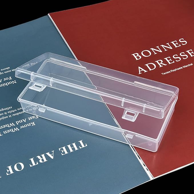 6 Pack Rectangular Clear Plastic Storage Containers Box with Hinged Lid for Beads and Other Small Craft Items (6.1 x 2.56 x 1.18 inch) | Hinged Lid, Double Buckles, For Beads and Small Craft Items - Image 5
