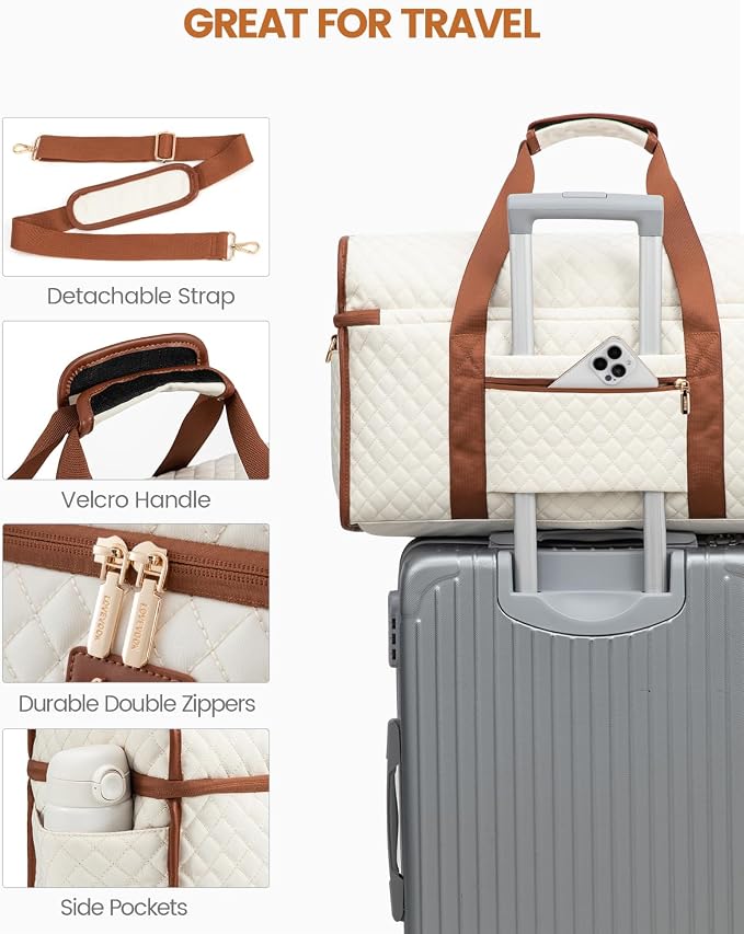 LOVEVOOK Travel Duffle Bag - Weekender & Overnight Bag with Toiletry & Wet Pocket, Carry-On Size, 3pc Set - Image 6